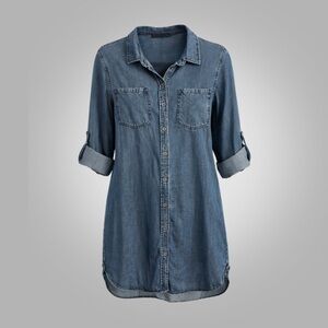 Velvet Heart Tencel Denim Shirt Dress Small Chambray Button Front